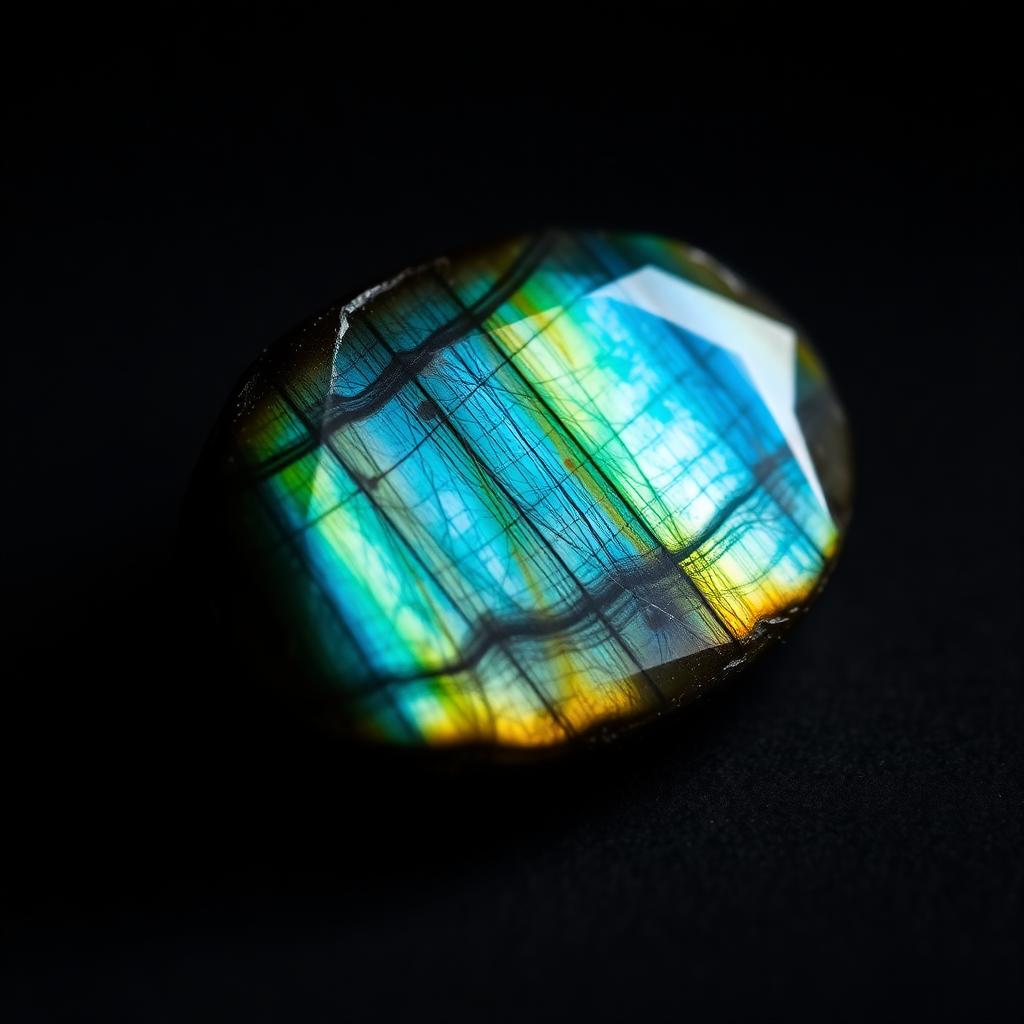 Labradorite aux reflets bleus, verts et dorés